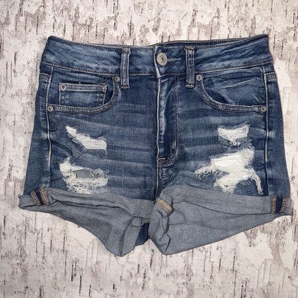American Eagle Outfitters Pants - American Eagle Outfitters Hi Rise Shortie Size 6 Jean Shorts Cuffed Hem